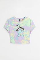 H & M - Patterned Print-motif T-shirt - Purple