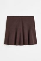 H & M - Flared Cotton Jersey Skirt - Brown