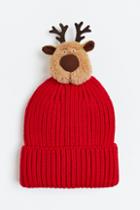 H & M - Rib-knit Pompom Hat - Red