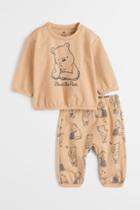 H & M - 2-piece Printed Cotton Set - Beige