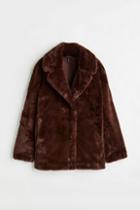 H & M - Single-breasted Faux-fur Jacket - Brown