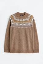 H & M - Relaxed Fit Jacquard-knit Sweater - Beige