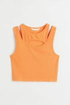 H & M - Double-layered Crop Top - Orange