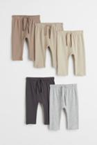 H & M - 5-pack Cotton Jersey Joggers - Beige