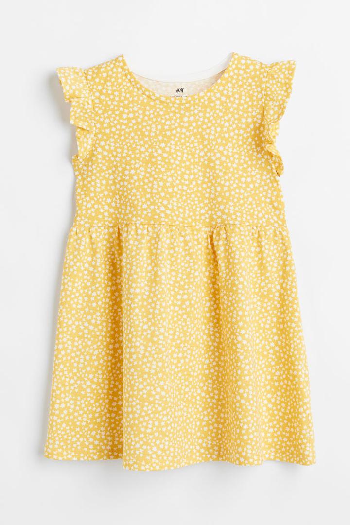 H & M - Cotton Jersey Dress - Yellow