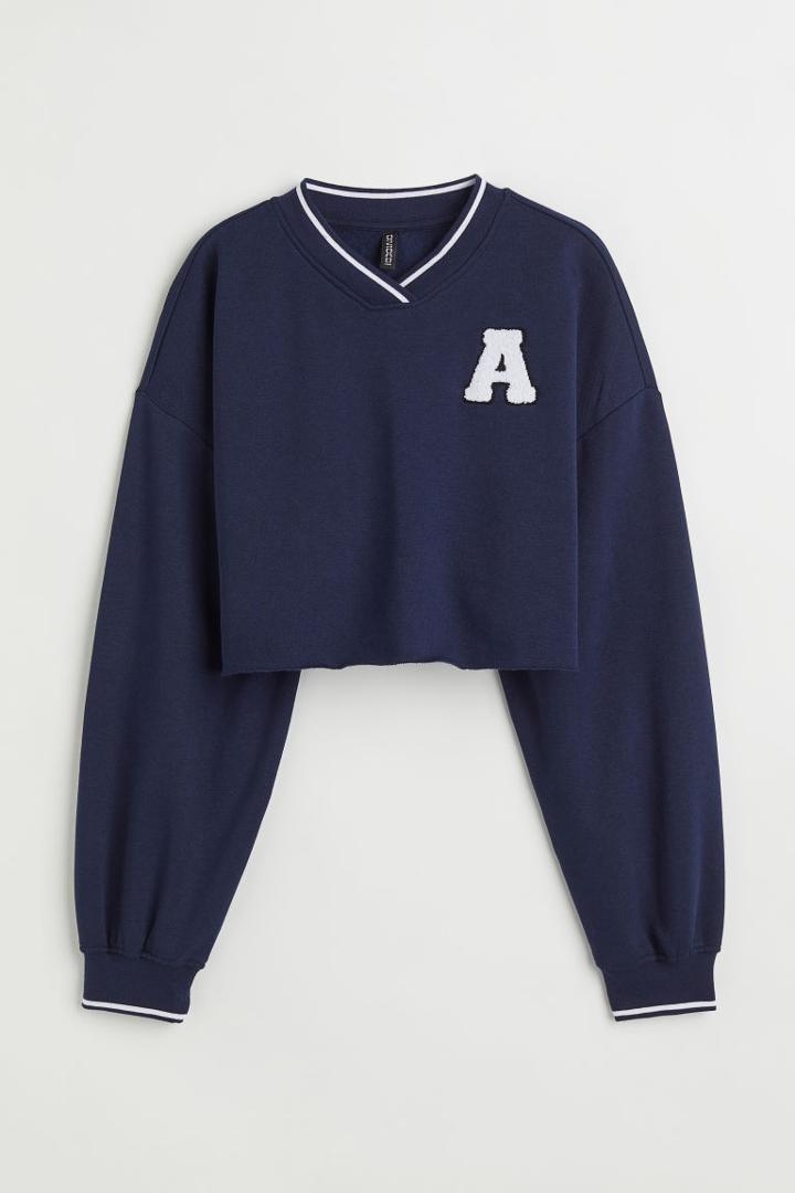 H & M - Crop Sweatshirt - Blue