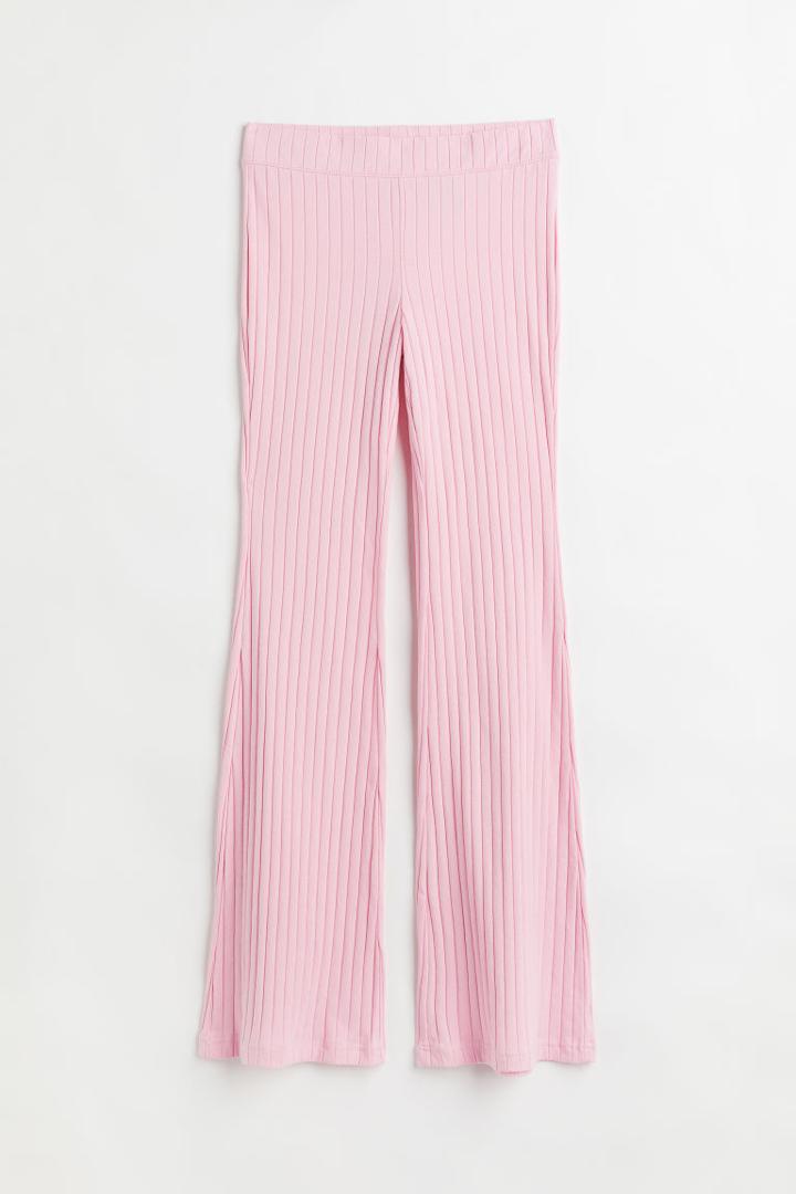 H & M - Ribbed Jersey Pants - Pink