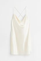 H & M - Short Satin Dress - White