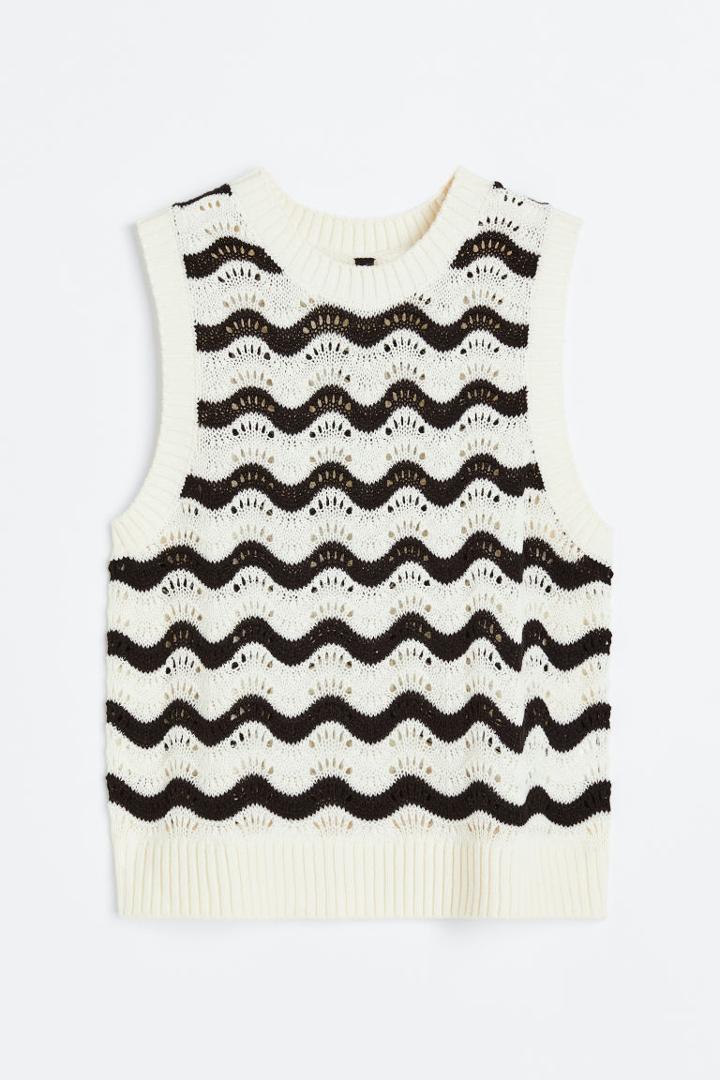 H & M - Pointelle-knit Sweater Vest - Black