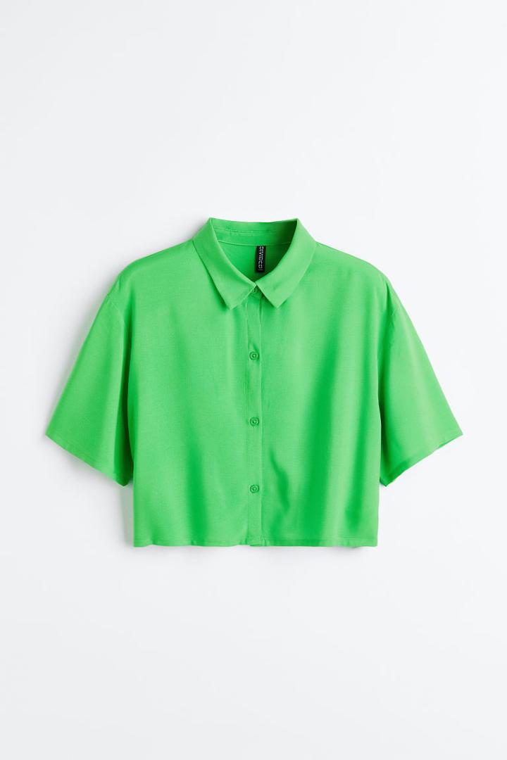 H & M - Boxy-style Shirt - Green