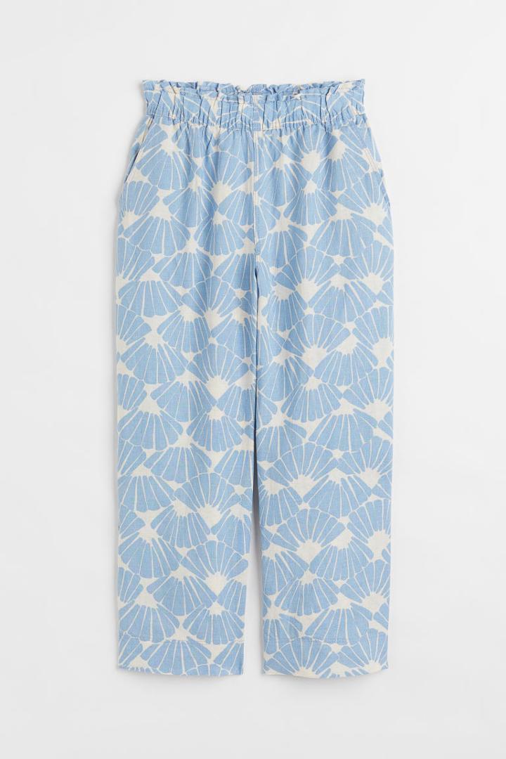 H & M - Ankle-length Linen Pants - Blue