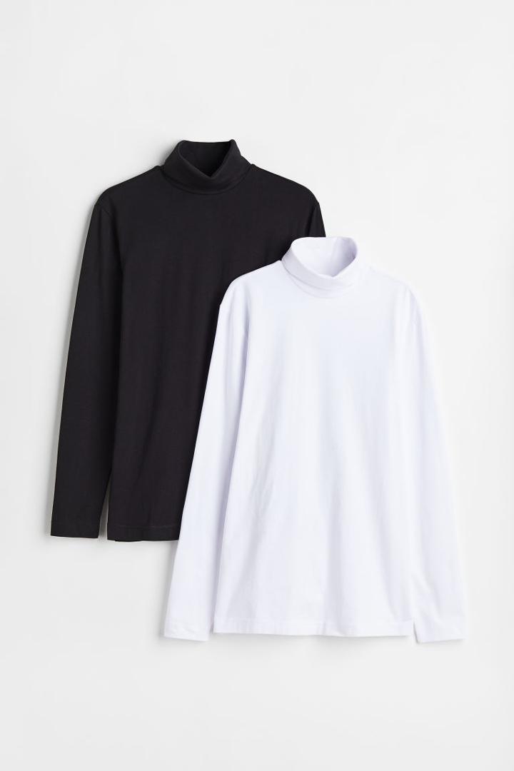 H & M - 2-pack Slim Fit Turtlenecks - White