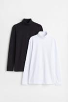 H & M - 2-pack Slim Fit Turtlenecks - White