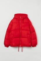 H & M - Hooded Puffer Jacket - Red