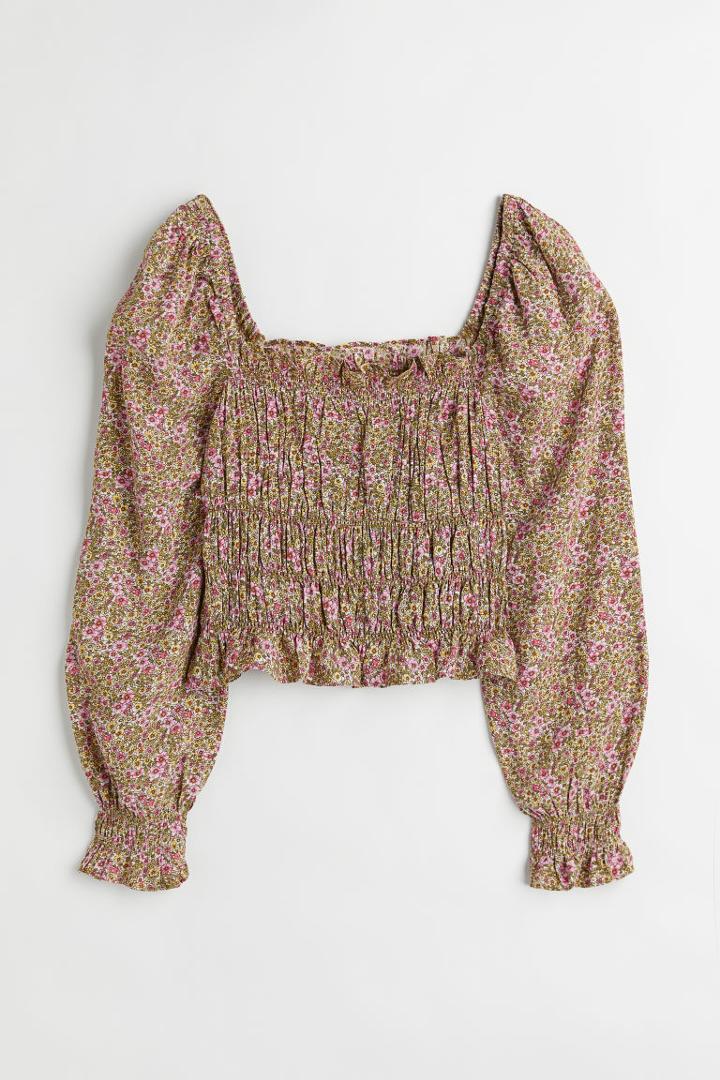 H & M - Ruffle-trimmed Blouse - Orange