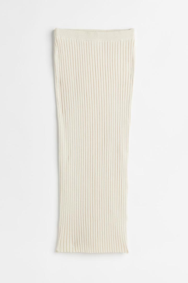H & M - Rib-knit Pencil Skirt - Brown