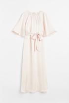 H & M - Tie-belt Satin Dress - Pink