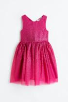 H & M - Sequined Tulle Dress - Pink