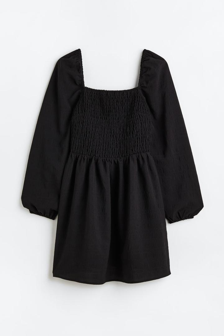 H & M - H & M+ Crped Dress With Smocking - Black