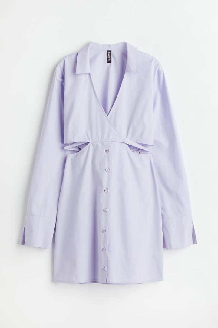 H & M - Cotton Poplin Dress - Purple