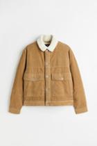 H & M - Pile-lined Corduroy Jacket - Beige