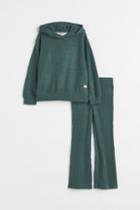 H & M - 2-piece Hoodie And Leggings Set - Green