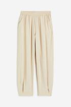 H & M - High Waist Woven Joggers - White