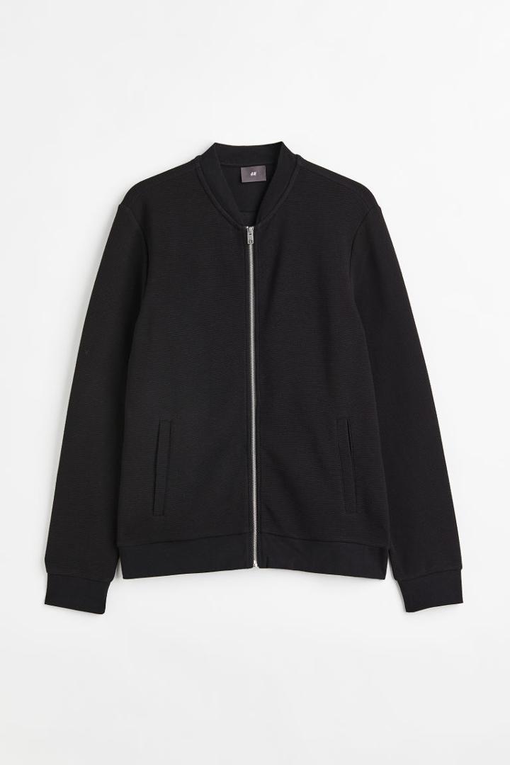 H & M - Cardigan With Zip - Black