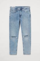 H & M - Slim Tapered Cropped Jeans - Blue