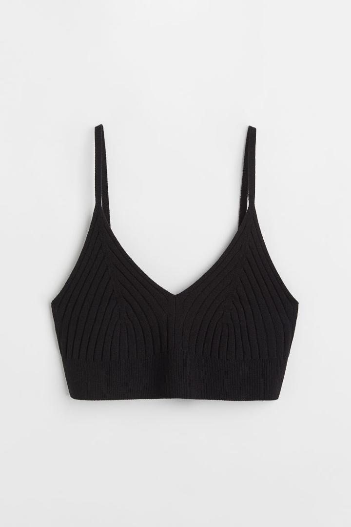 H & M - Viscose-blend Crop Top - Black