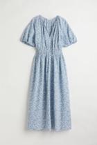 H & M - Smocked-waist Dress - Blue