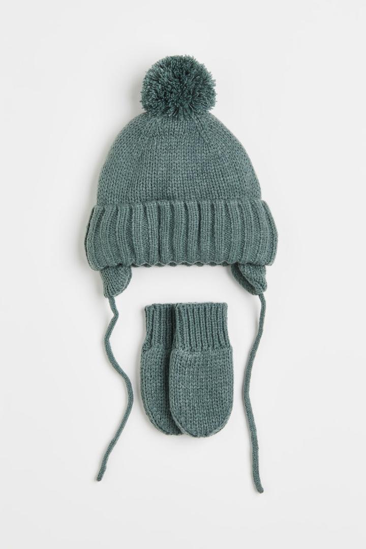 H & M - Knitted 2-piece Set - Green