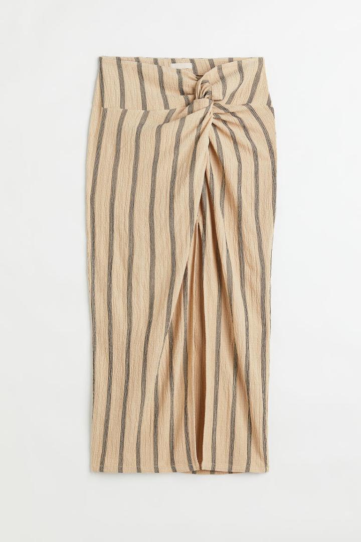 H & M - Jersey Wrap-front Skirt - Beige