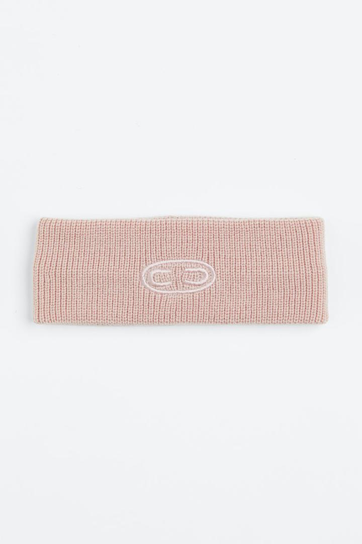 H & M - Embroidered Rib-knit Headband - Pink