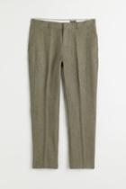 H & M - Slim Fit Linen Suit Pants - Green