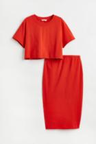 H & M - Mama 2-piece Top And Skirt Set - Orange