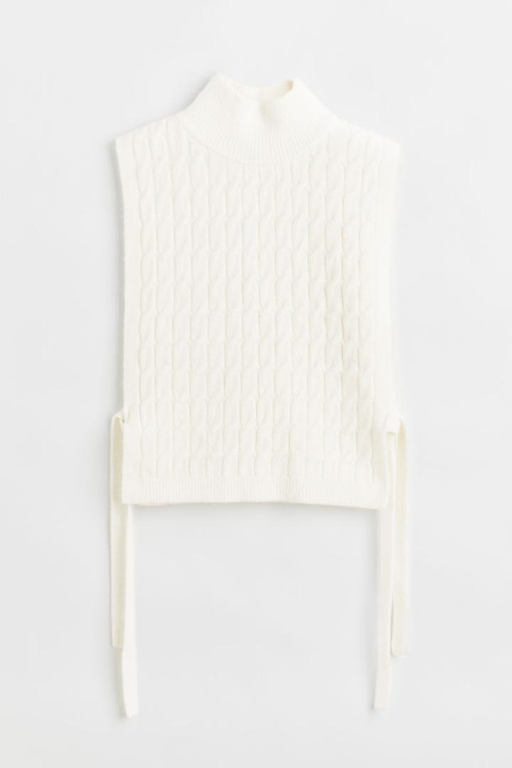 H & M - Cable-knit Mock Turtleneck Sweater Vest - White