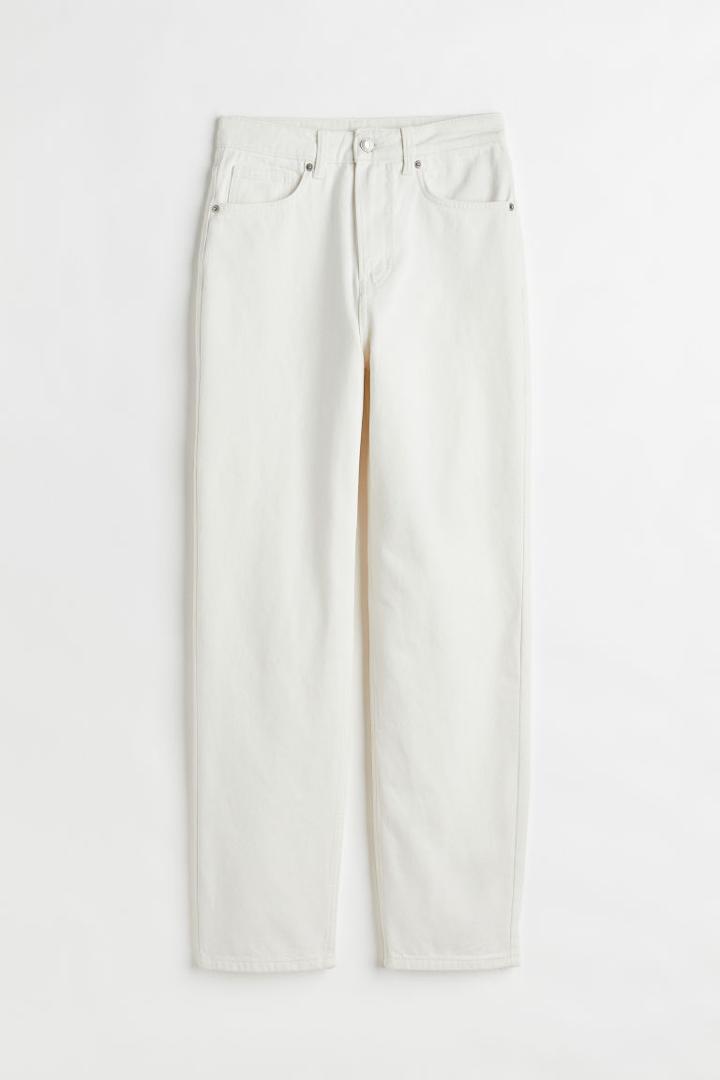 H & M - 90s Straight High Jeans - White