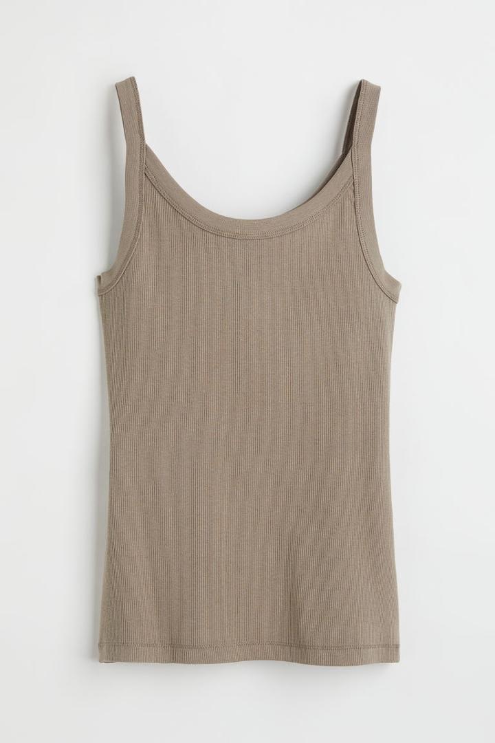 H & M - Cotton Tank Top - Brown
