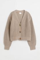 H & M - Rib-knit Cardigan - Brown