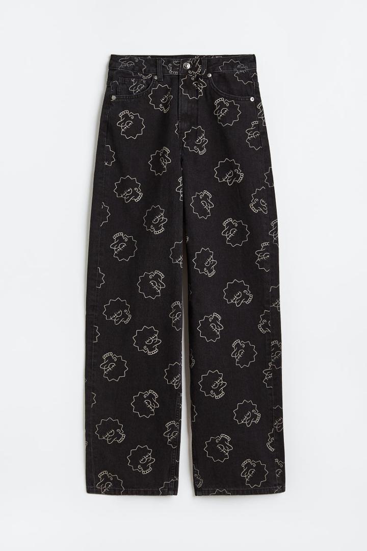 H & M - Wide Regular Jeans - Black