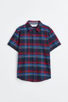 H & M - Short-sleeved Oxford Shirt - Blue