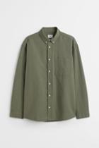 H & M - Relaxed Fit Oxford Shirt - Green