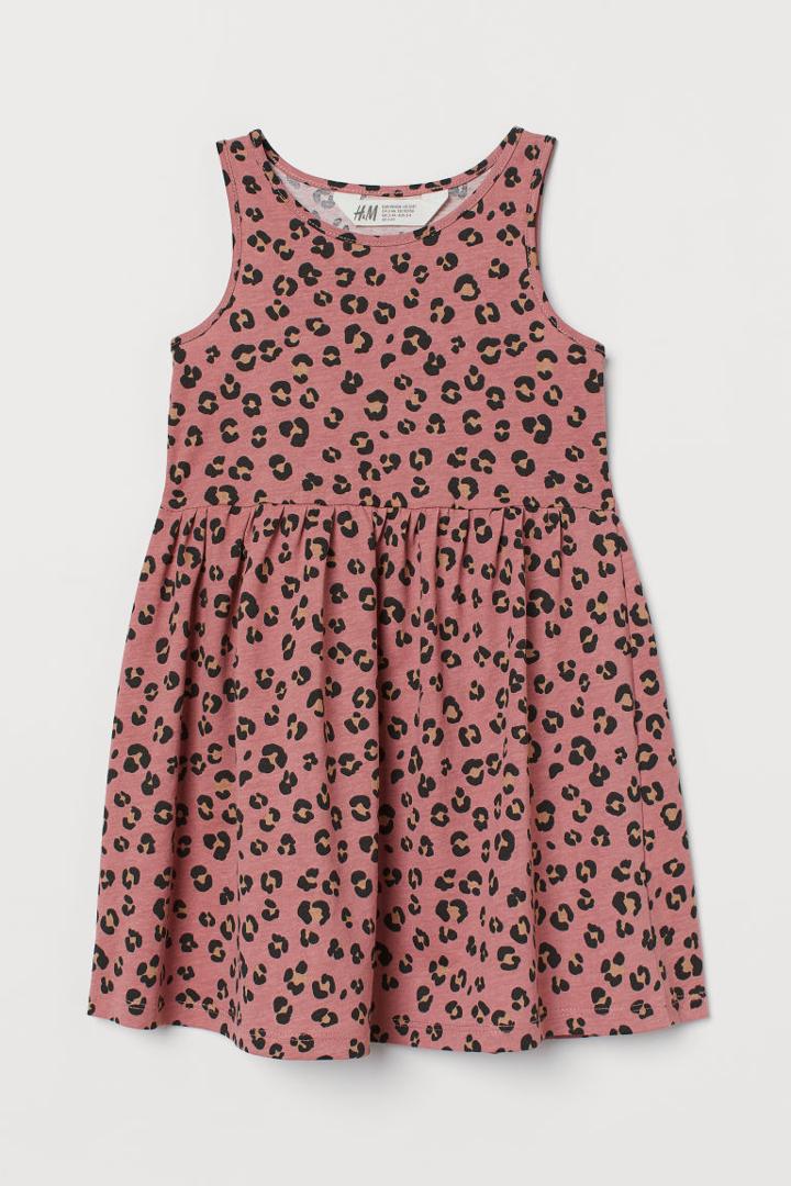 H & M - Patterned Jersey Dress - Pink