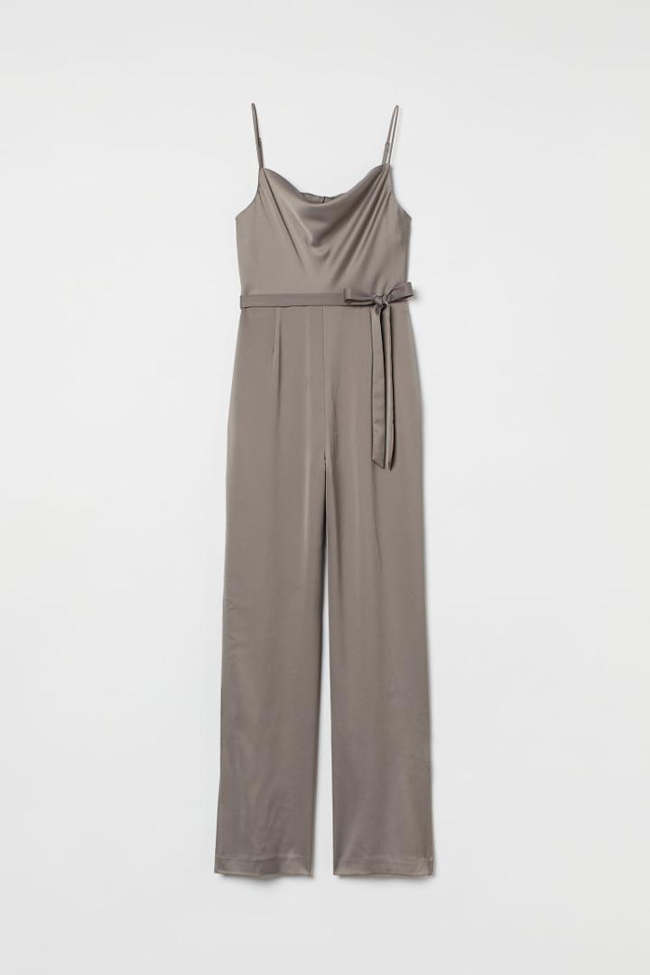 H & M - Satin Jumpsuit - Brown
