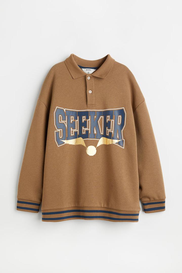 H & M - Printed Rugby Shirt - Beige