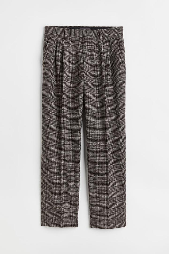 H & M - Relaxed Fit Wool-blend Trousers - Beige