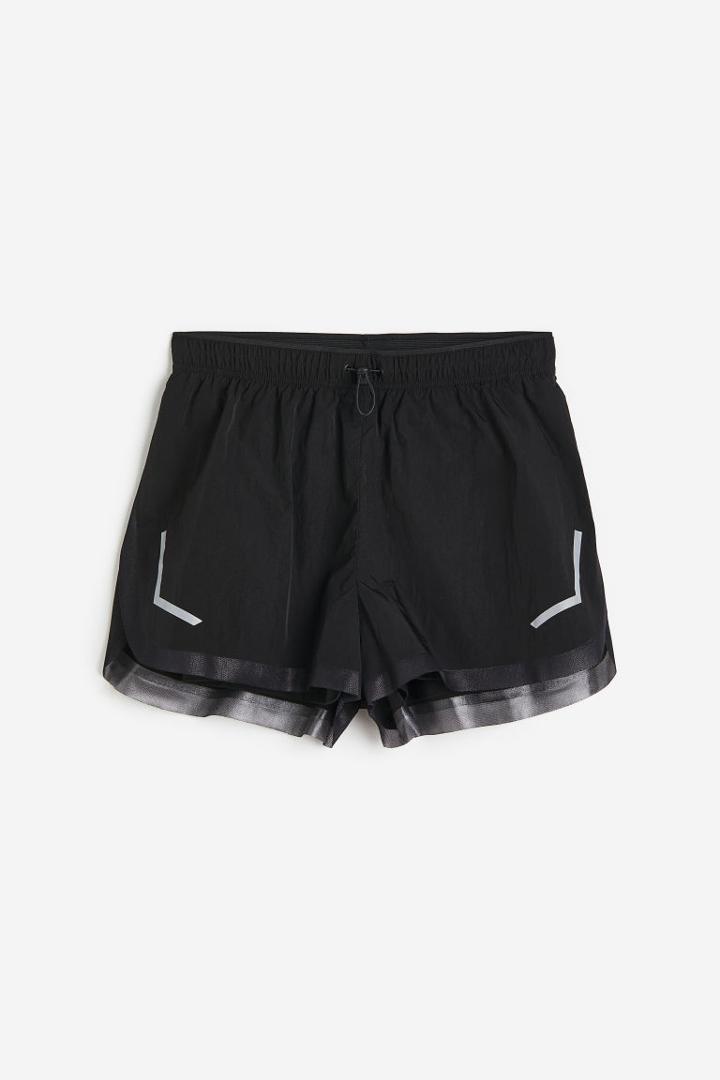 H & M - Drymove&trade; Double-layer Running Shorts - Black
