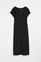 H & M - H & M+ Button-front Crped Dress - Black