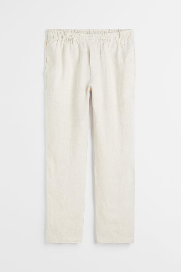 H & M - Regular Fit Linen Pants - White